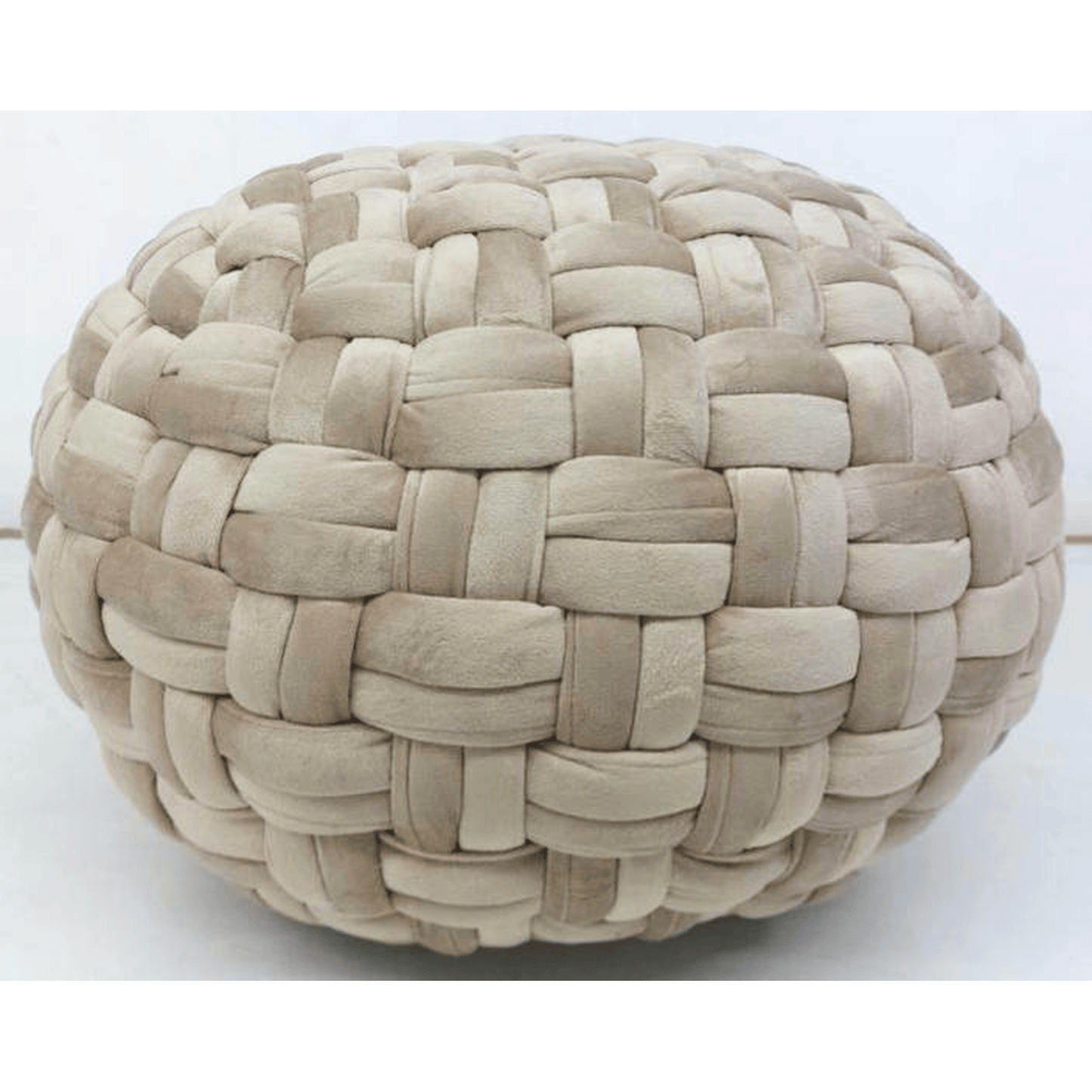 HANDWOVEN VELVET POUF BEIGE
