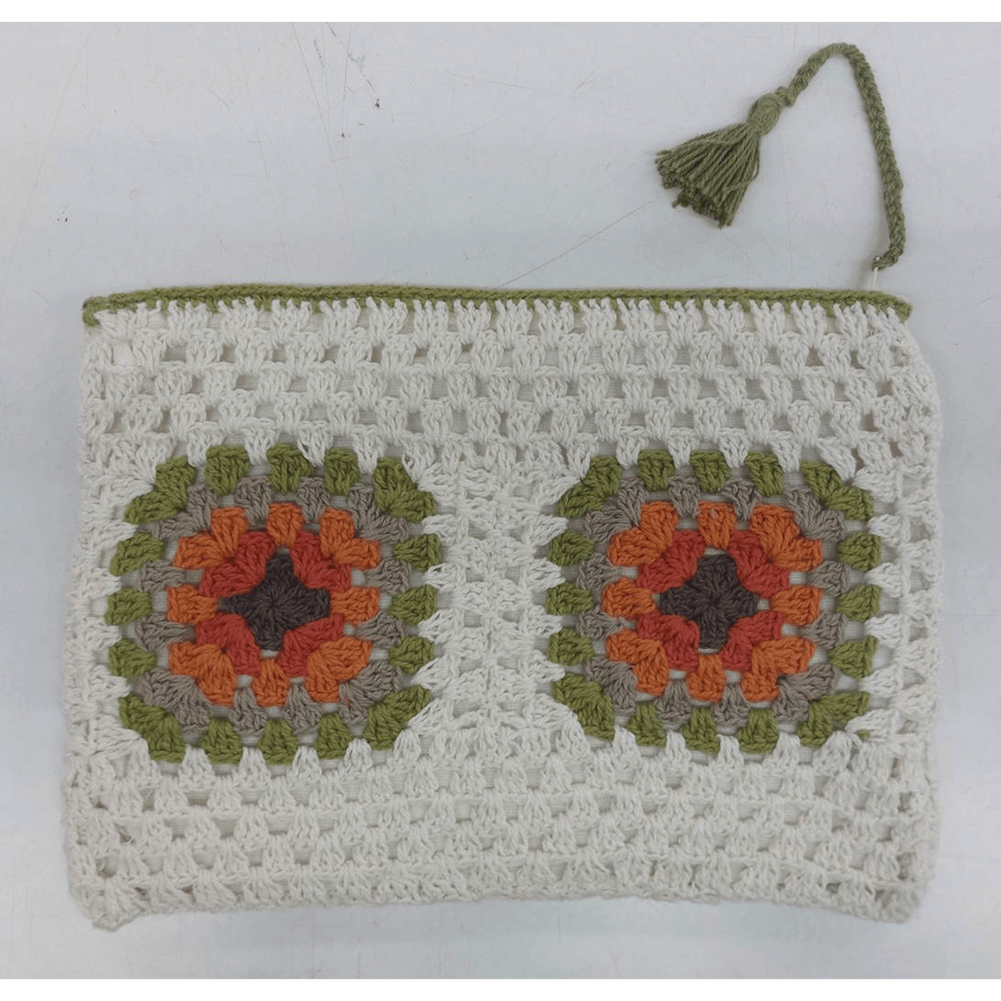 HANDMADE CROCHET GRANNY SQUARE ZIPPER POUCH