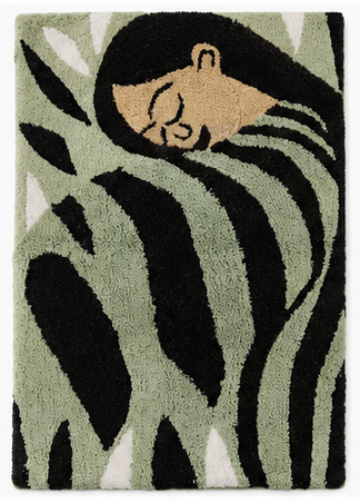 Abstract Lady Tufted Cotton Bath Mat  24 x 36 Inch Soft Absorbent Bathroom Rug  Decorative Plush Floor Mat for Bathroom, Vanity & Home Decor