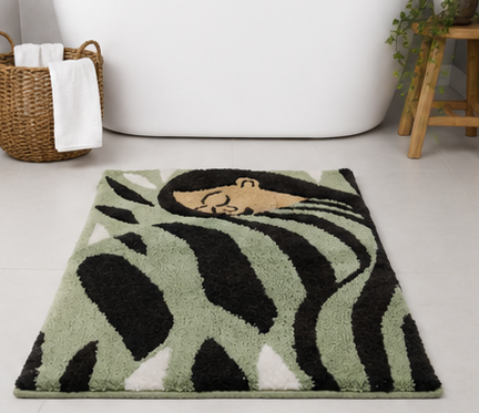 Abstract Lady Tufted Cotton Bath Mat  24 x 36 Inch Soft Absorbent Bathroom Rug  Decorative Plush Floor Mat for Bathroom, Vanity & Home Decor