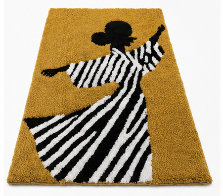 Abstract Lady Tufted Cotton Bath Mat  24 x 36 Inch Soft Absorbent Bathroom Rug  Modern Decorative Plush Floor Mat for Bathroom, Vanity & Home Decor ..