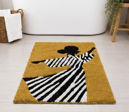 Abstract Lady Tufted Cotton Bath Mat  24 x 36 Inch Soft Absorbent Bathroom Rug  Modern Decorative Plush Floor Mat for Bathroom, Vanity & Home Decor ..