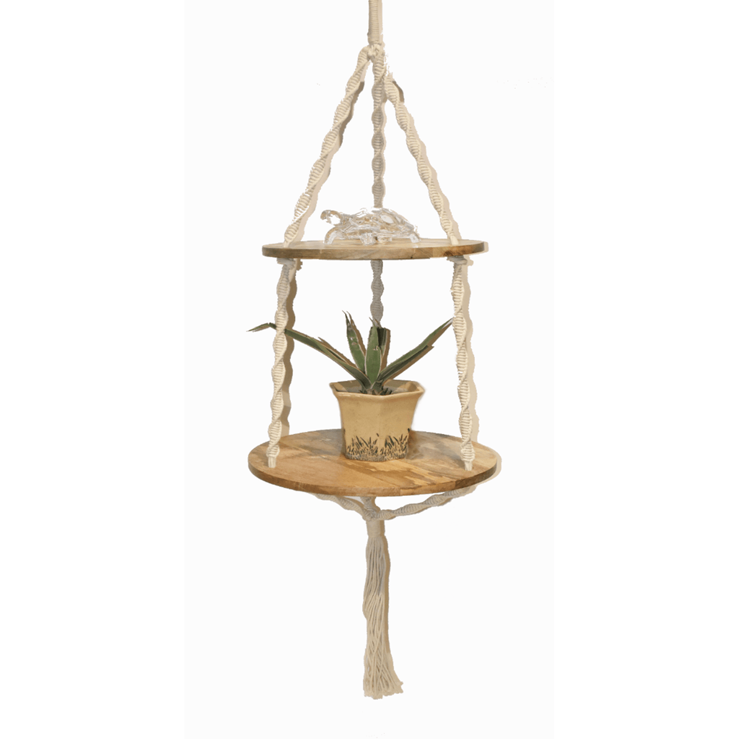 MACRAMÉ TWO-TIER HANGING SHELF