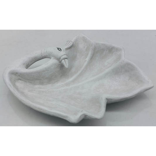 TERRACOTTA LEAF-SHAPED DECORATIVE URLI WITH BIRD