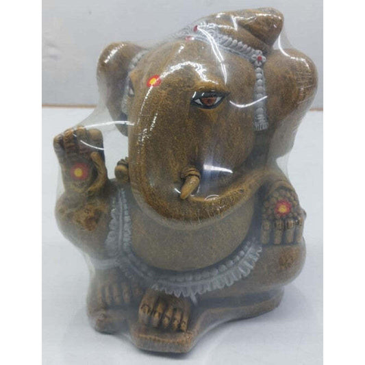 HANDCRAFTED BROWN ANTIQUE GANESHA IDOL – BLESSING POSE