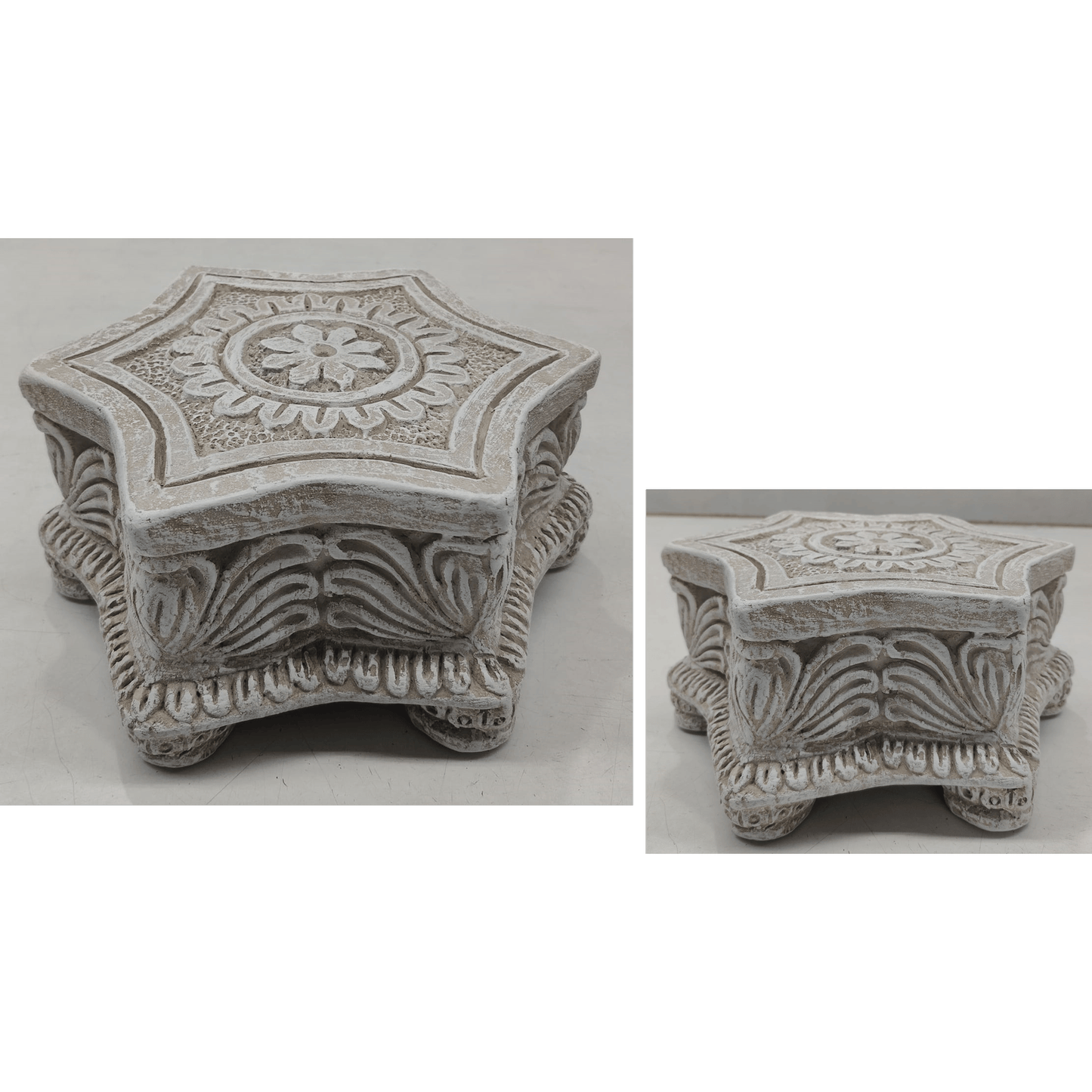 HANDCARVED TERRACOTTA STAR-SHAPED DECORATIVE PEDESTAL