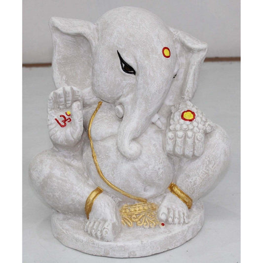 ELEGANT WHITE GANESHA IDOL – HANDCRAFTED DECORATIVE SHOWPIECE