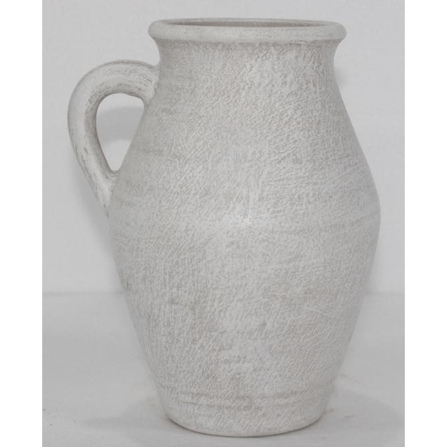 HANDCRAFTED WHITE WASHED TERRACOTTA JUG VASE