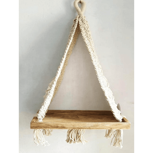 MACRAMÉ SINGLE-TIER HANGING SHELF