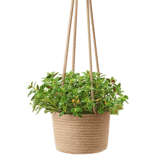 HANGING FABRIC PLANTER BASKET – NATURAL JUTE ROPE DESIGN