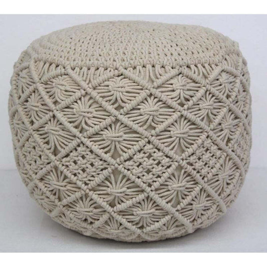 HANDWOVEN  MACRAME POUF NATURAL