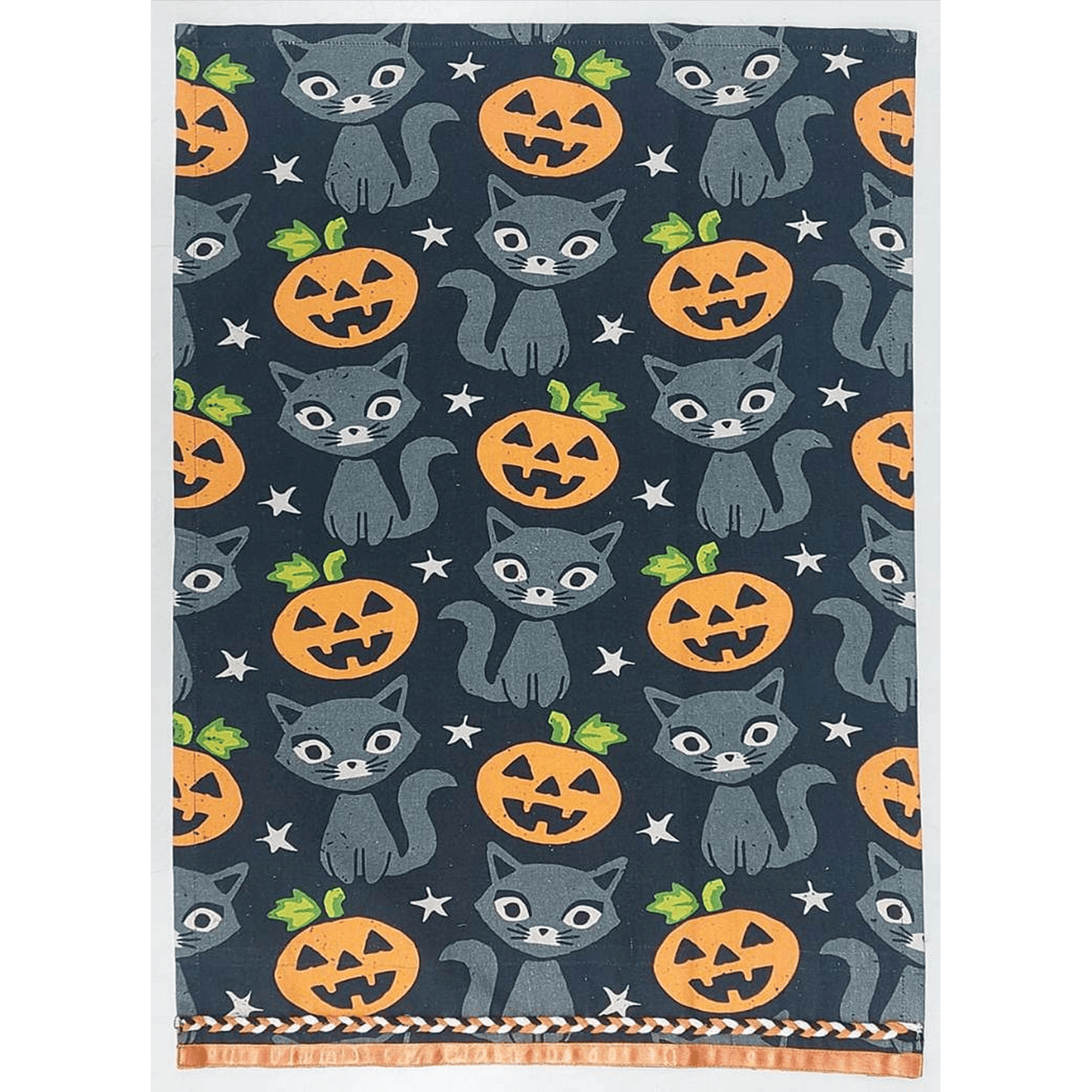 SPOOKY CAT TEA TOWEL WITH LACE HALLOWEEN DECOR