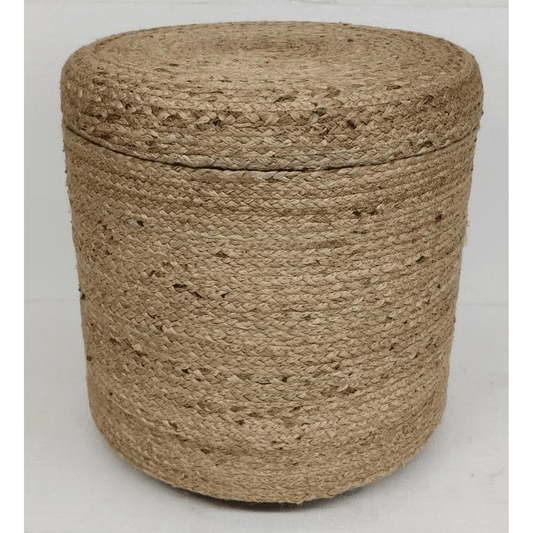 BRAIDED JUTE OTTOMAN | HANDCRAFTED NATURAL ACCENT SEATING