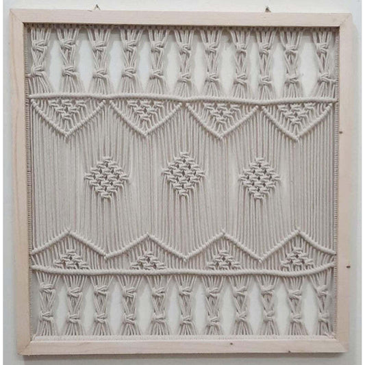 HANDWOVEN MACRAMÉ WALL MURAL IN WOODEN FRAME