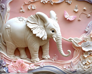 Fantasy Elephant Floral  Bedsheet with 2 Pillow Covers