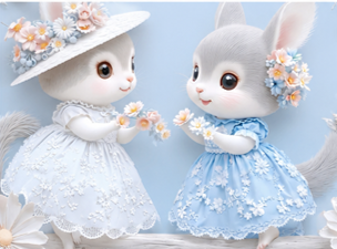 Cute Bunny Princess Kids Bedsheet with 2 Pillow Covers