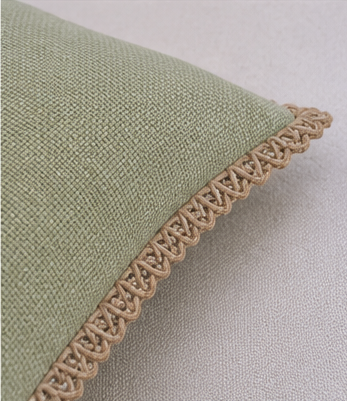 Premium  Cotton Cushion Cover with 4-Side lace, offering a soft feel, elegant design, and stylish décor accent for any living space
