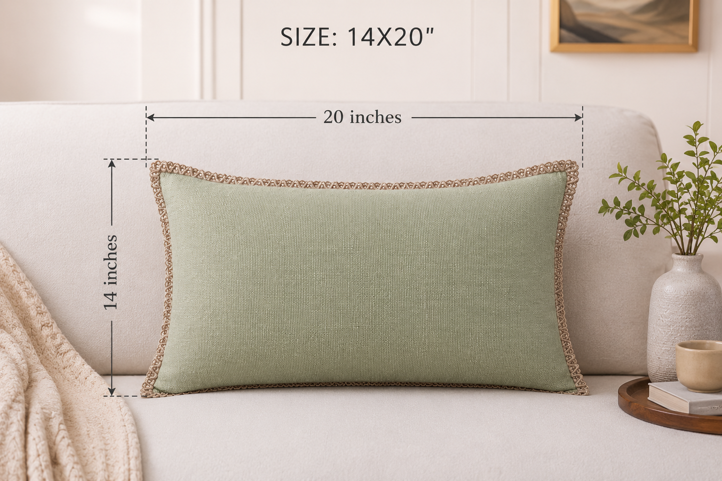 Premium  Cotton Cushion Cover with 4-Side lace, offering a soft feel, elegant design, and stylish décor accent for any living space